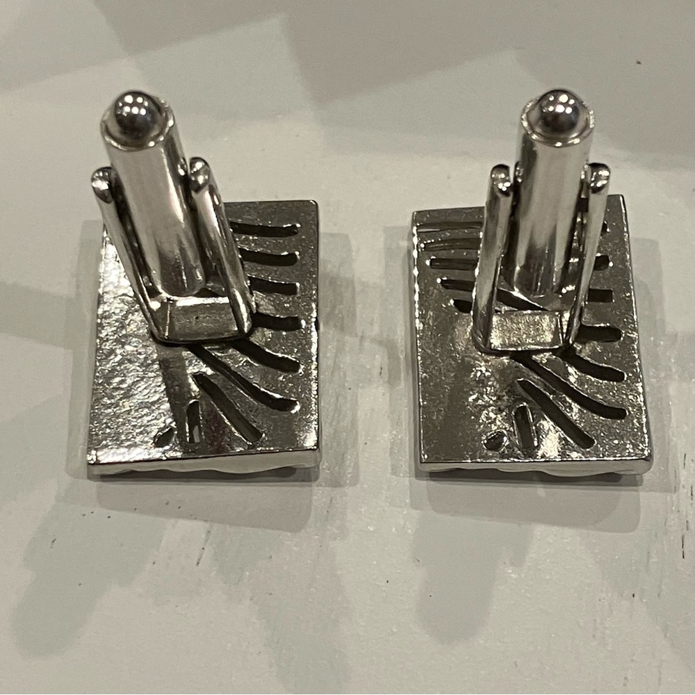 Silver Rectangle Cufflinks View 5